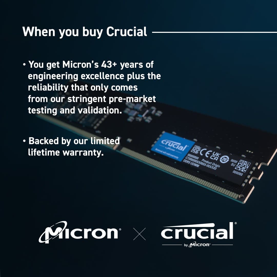 Crucial DDR5-5600 CL46 UDIMM Desktop Memory 32GB - Image 6