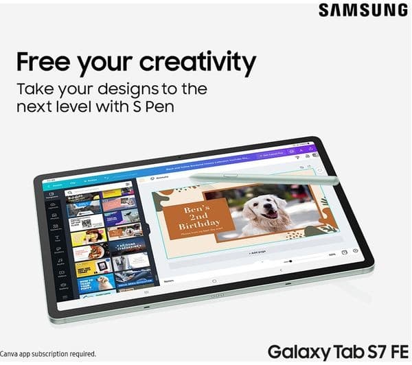 Samsung Galaxy Tab S7 FE 12.4-inch Wi-Fi 128GB 6GB RAM Tablet with S Pen - Mystic Black - Image 2