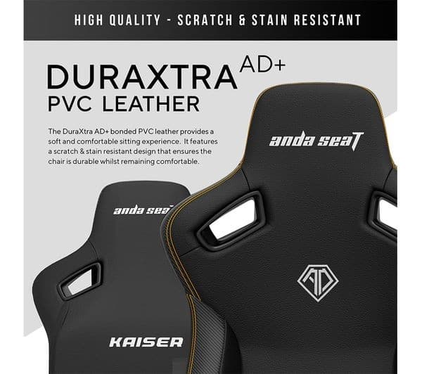 AndaSeat Kaiser 3 Premium Gaming Chair - Large, Elegant Black PVC Leather - Image 5