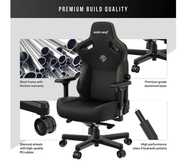 AndaSeat Kaiser 3 Premium Gaming Chair - Large, Elegant Black PVC Leather - Image 7