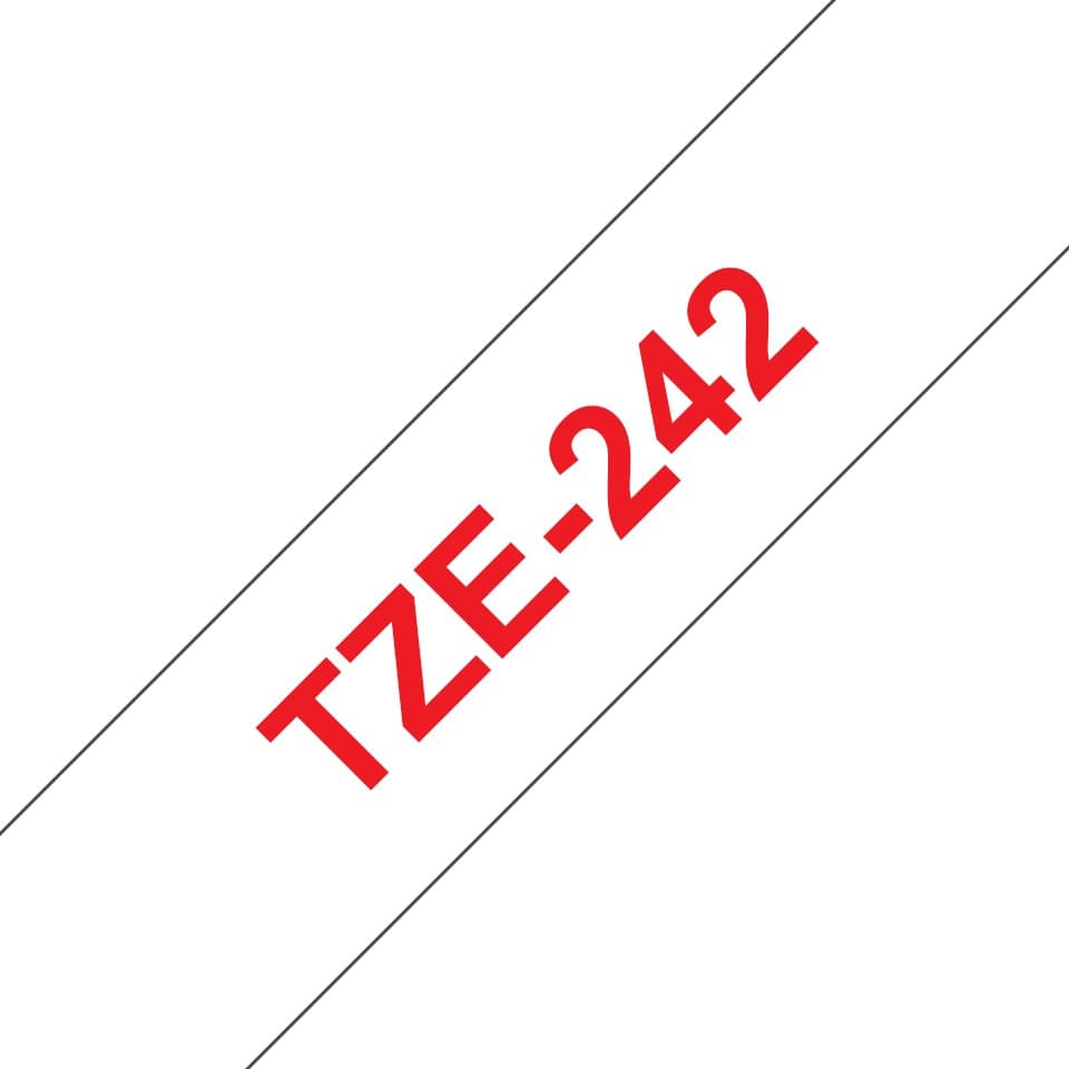 Brother TZe-242 Laminated Label Tape 18mm x 8m - Red on White - Image 1