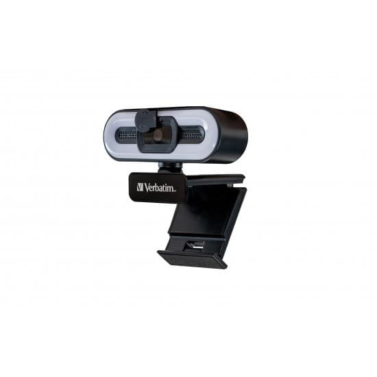 Verbatim AWC-02 49579 Autofocus Webcam with Microphone and Light 1920 x 1080 pixels USB 2.0 Black - Image 1