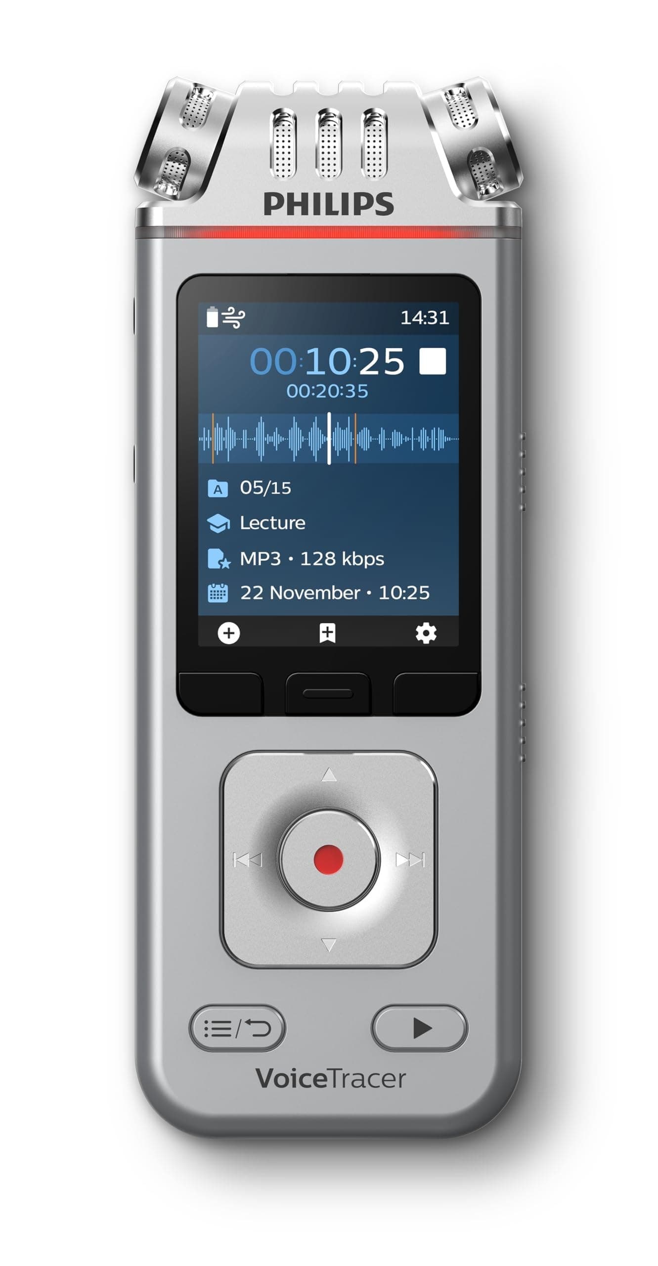 Philips DVT4115 VoiceTracer 8GB Audio Recorder - Grey