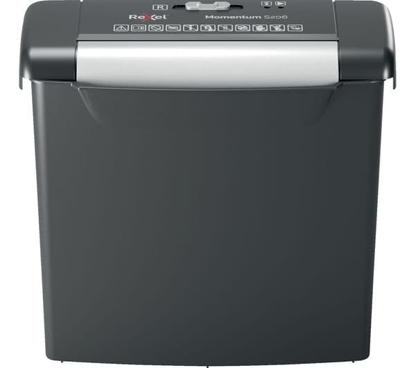 REXEL Momentum S206 Strip Cut Paper Shredder, Shreds 6 Sheets, 9 Litre Bin, P-2, Black - Image 3