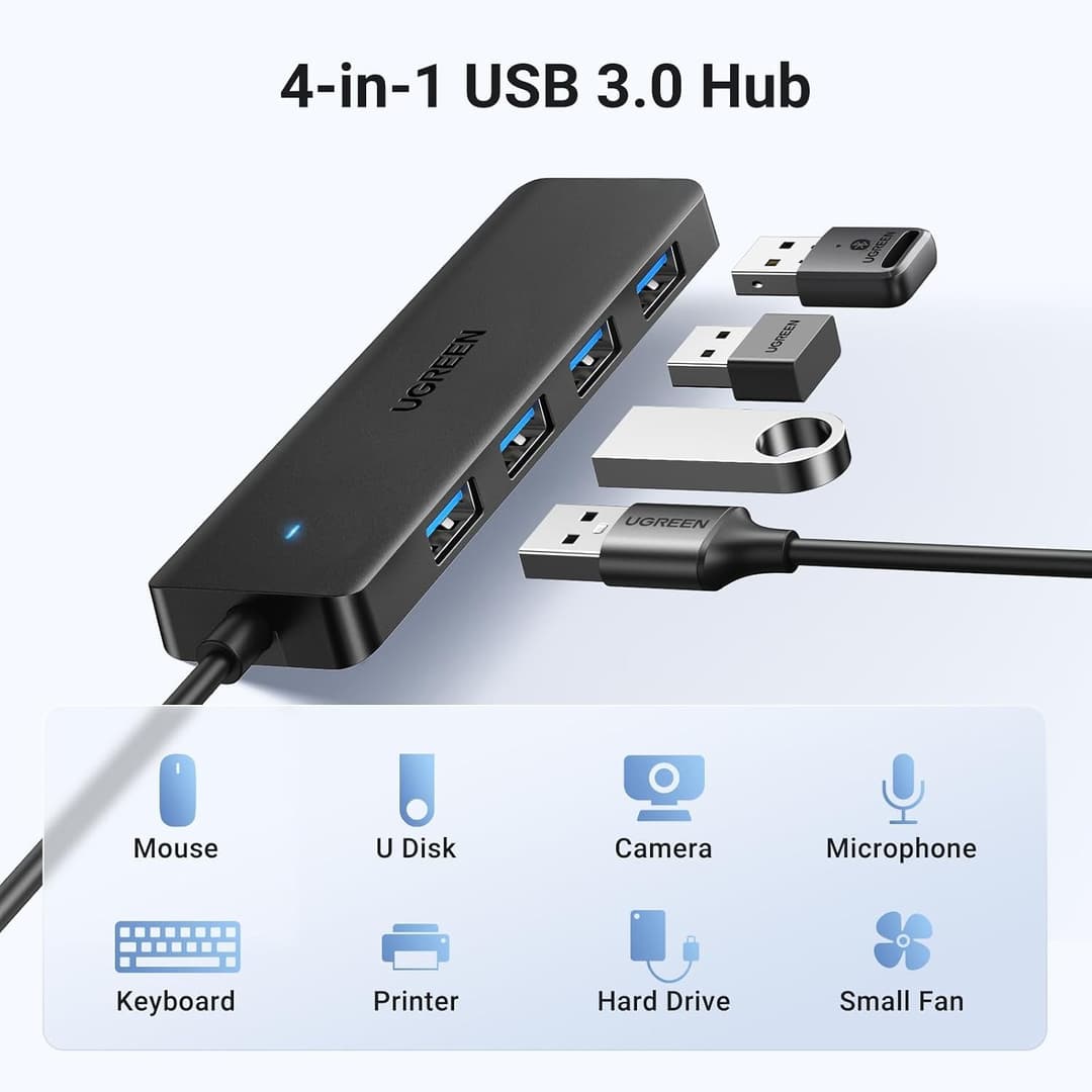 UGREEN 4-Port USB 3.0 Hub – Ultra Slim, 5Gbps High-Speed - Image 2