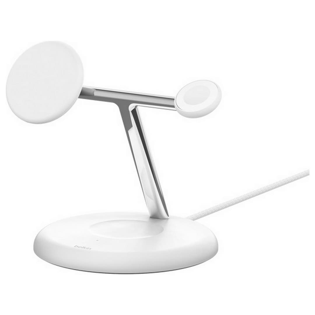Belkin BoostCharge Pro 3-in-1 Magnetic Wireless Charging Stand with Qi2 15W - White - Image 4