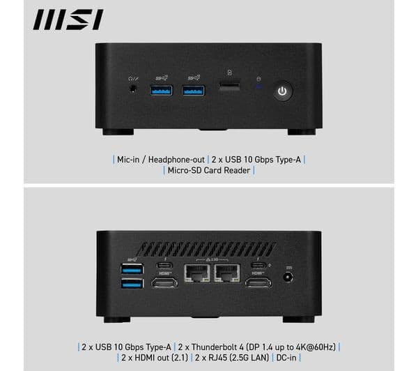 MSI Cubi NUC 1M Mini Desktop PC - Intel Core 7 150U, 16GB RAM, 1TB SSD, Windows 11 Pro, Black - Image 7