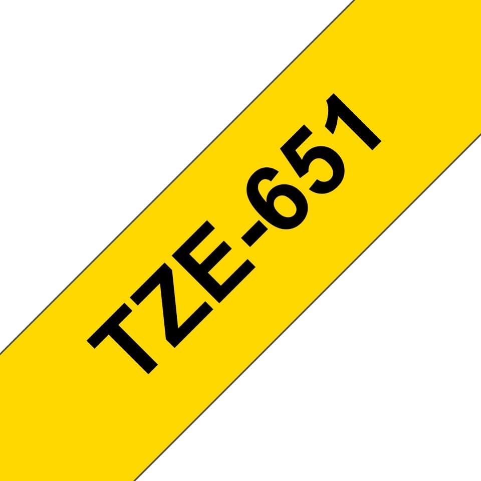 Brother TZe-651 Laminated Label Tape 24mm x 8m - Black on Yellow