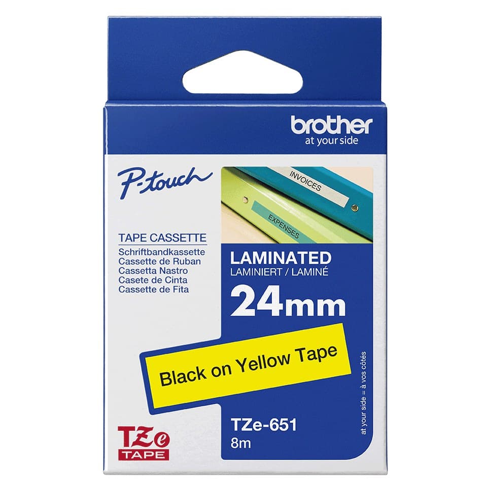 Brother TZe-651 Laminated Label Tape 24mm x 8m - Black on Yellow - Image 3