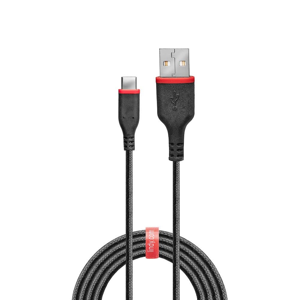 Lindy 36876 1m Reinforced USB 2.0 Type A to C Cable, Black - Image 2