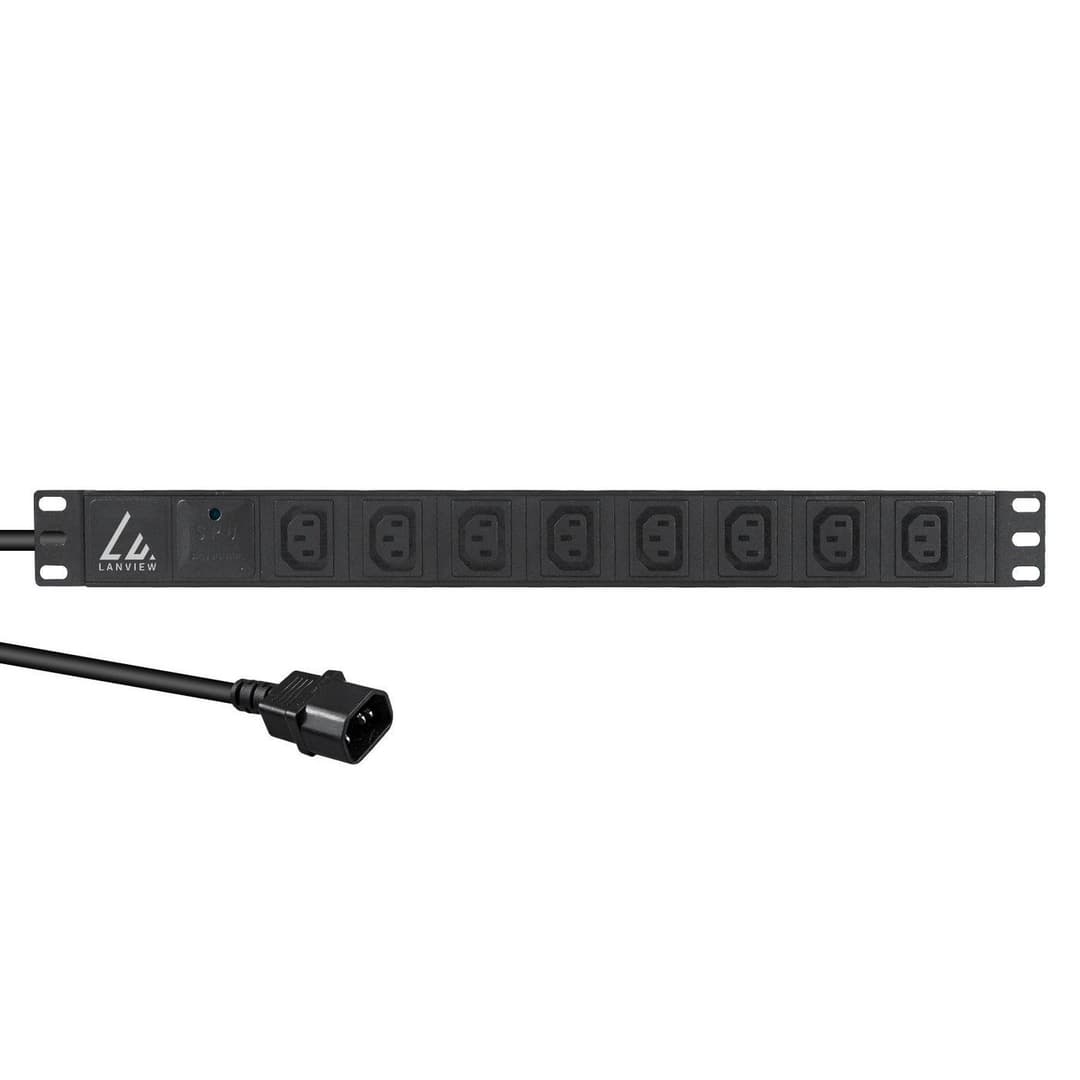 Lanview 19" Rack Mount Power Strip 2m 13A with Surge Protection - 8 x C13 Outlets - Image 1