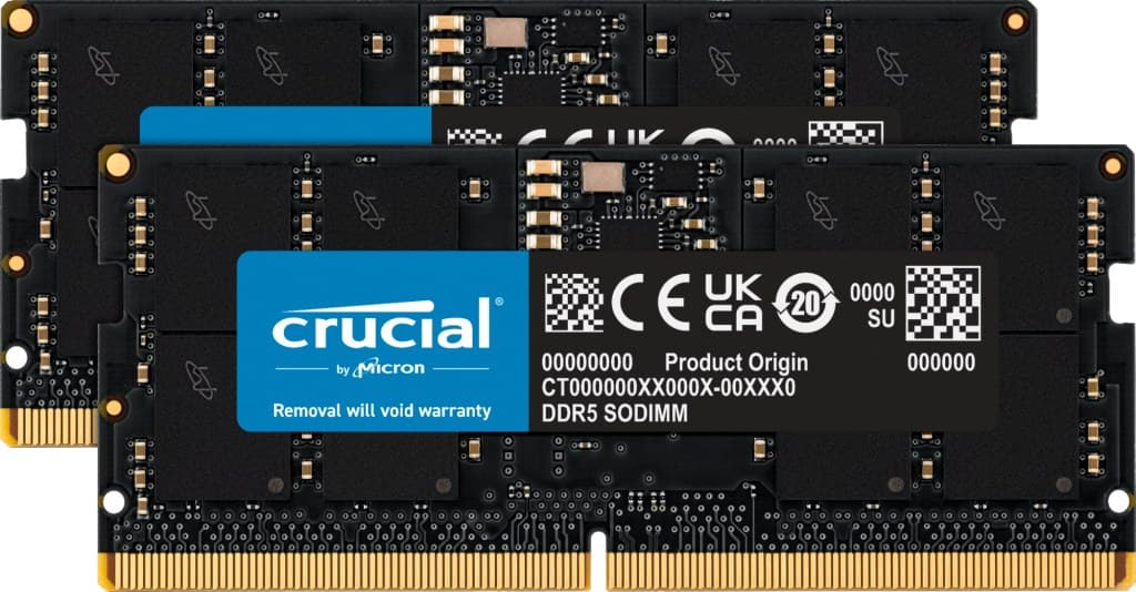 Crucial DDR5-5600 CL46 SODIMM Laptop Memory 32GB (2x16GB)