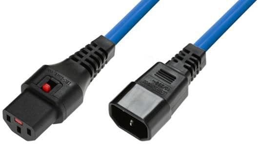 Microconnect Power Cord C13 IEC Lock to C14 - 0.5m Blue - Image 1