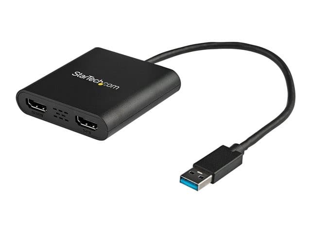 StarTech.com USB 3.0 to Dual HDMI Adapter, 1x 4K 30Hz & 1x 1080p, External Video & Graphics Card, USB Type-A to HDMI Dual Monitor Display Adapter Dongle, Supports Windows Only, Black - USB to Dual HDMI Adapter (USB32HD2) - adapter cable - HDMI / USB - TAA - Image 3