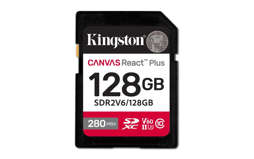 Kingston Technology 128GB Canvas React Plus SDXC UHS-II 280R/100W U3 V60 for Full HD/4K - Image 1