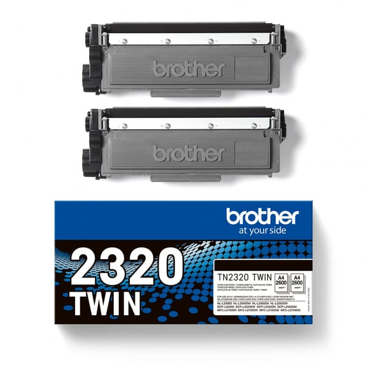 Brother TN2320 Black Toner Cartridge Twin Pack - Image 1