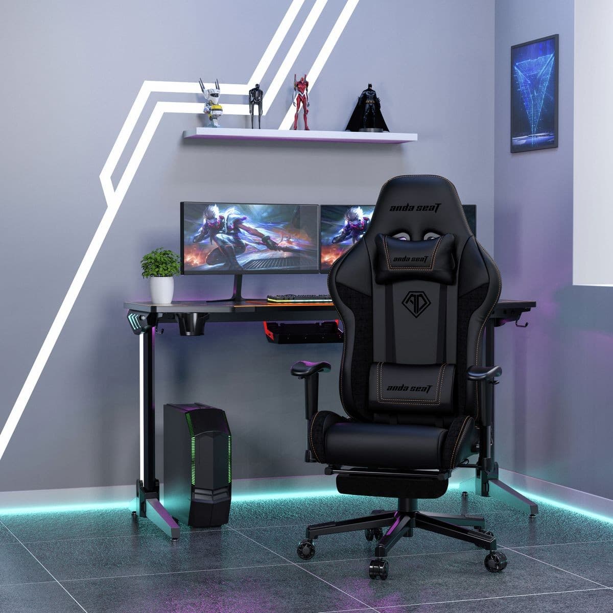 Anda seat Jungle 2 Medium Gaming Chair with Footrest - Black