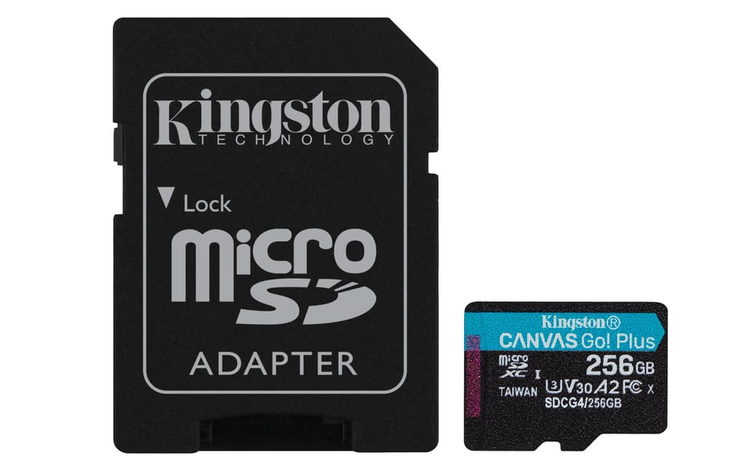 Kingston Technology 256GB microSDXC Canvas Go Plus Gen4 200MB/s A2 U3 V30 Card + Adapter - Image 1