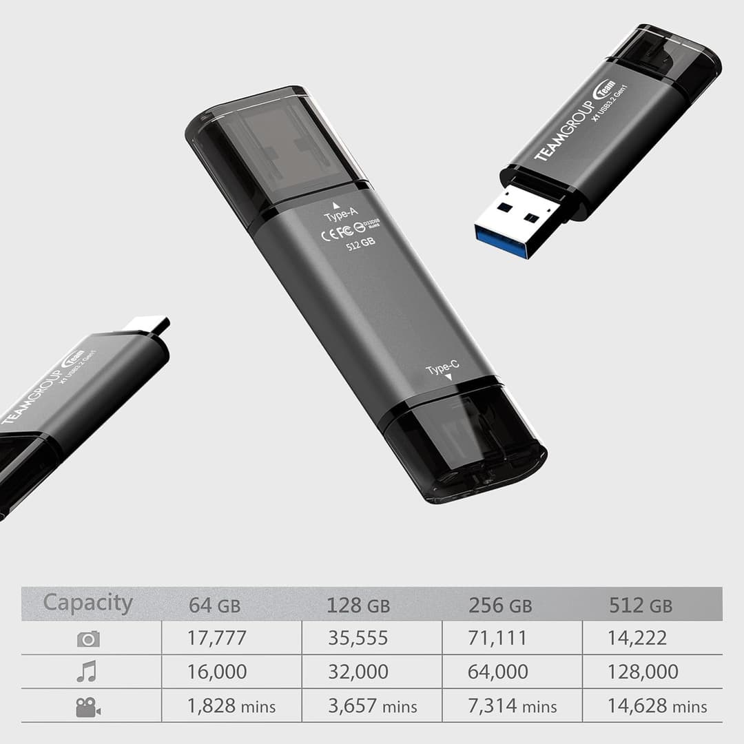 Team Group X1 USB 3.2 Gen1 Type-A/Type-C Dual Interface Flash Drive 128GB - Image 2
