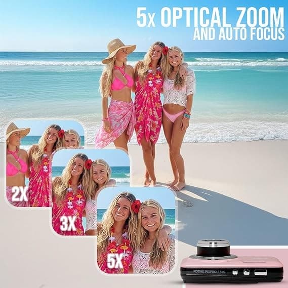 Kodak PixPro Friendly Zoom FZ55 16MP Compact Digital Camera - Pastel Pink - Image 6