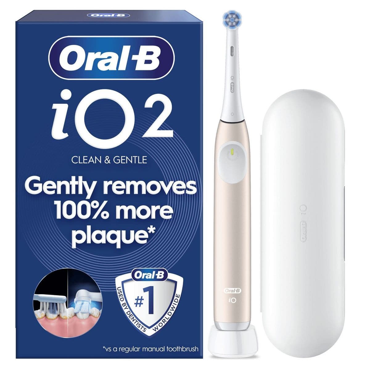 Oral-B iO2 Electric Toothbrush - Calm Pink, Single + Travel Case