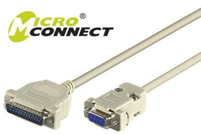 MicroConnect IBM029 Serial Cable DB9 Female to DB25 Male 3 m, Grey - Image 1