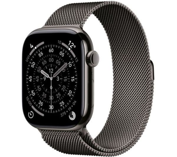 Apple Watch Series 11 GPS + Cellular 46mm Slate Titanium Case with Slate Milanese Loop - S/M