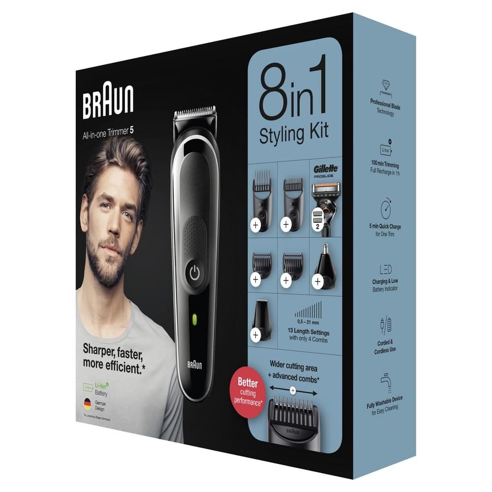 Braun 8-in-1 All-in-One Series 5 MGK5260 Male Grooming Kit - Black - Image 6