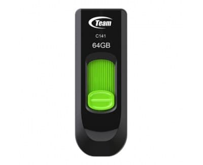 TEAMGROUP C145 USB 3.2 Gen 1 Type-A Flash Drive 64GB - Black/Green - Image 1
