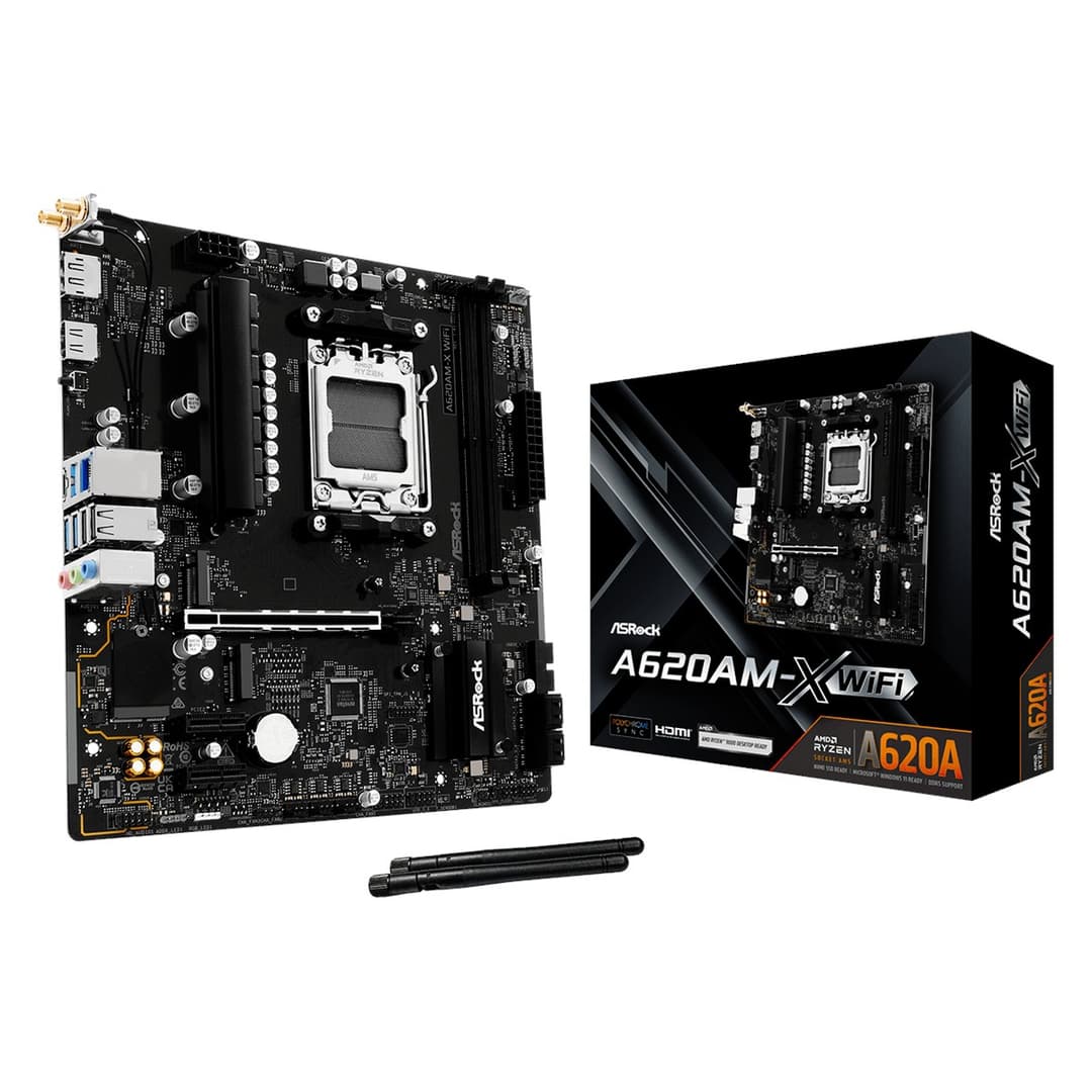 Asrock A620AM-X WIFI AMD A620A DDR5 Micro-ATX Socket AM5 Motherboard - Image 1
