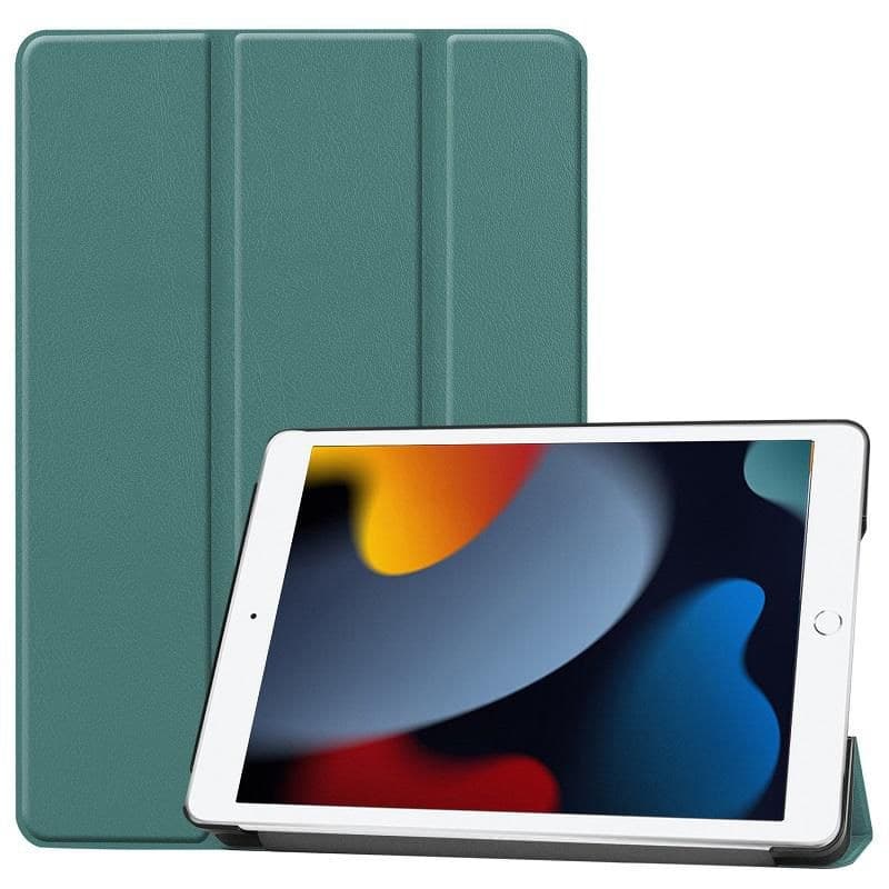 CoreParts Tri-fold Caster Hard Shell Cover for iPad 10.2-inch 7th/8th/9th Gen (2019-2021) with Auto Wake - Dark Green - Image 1