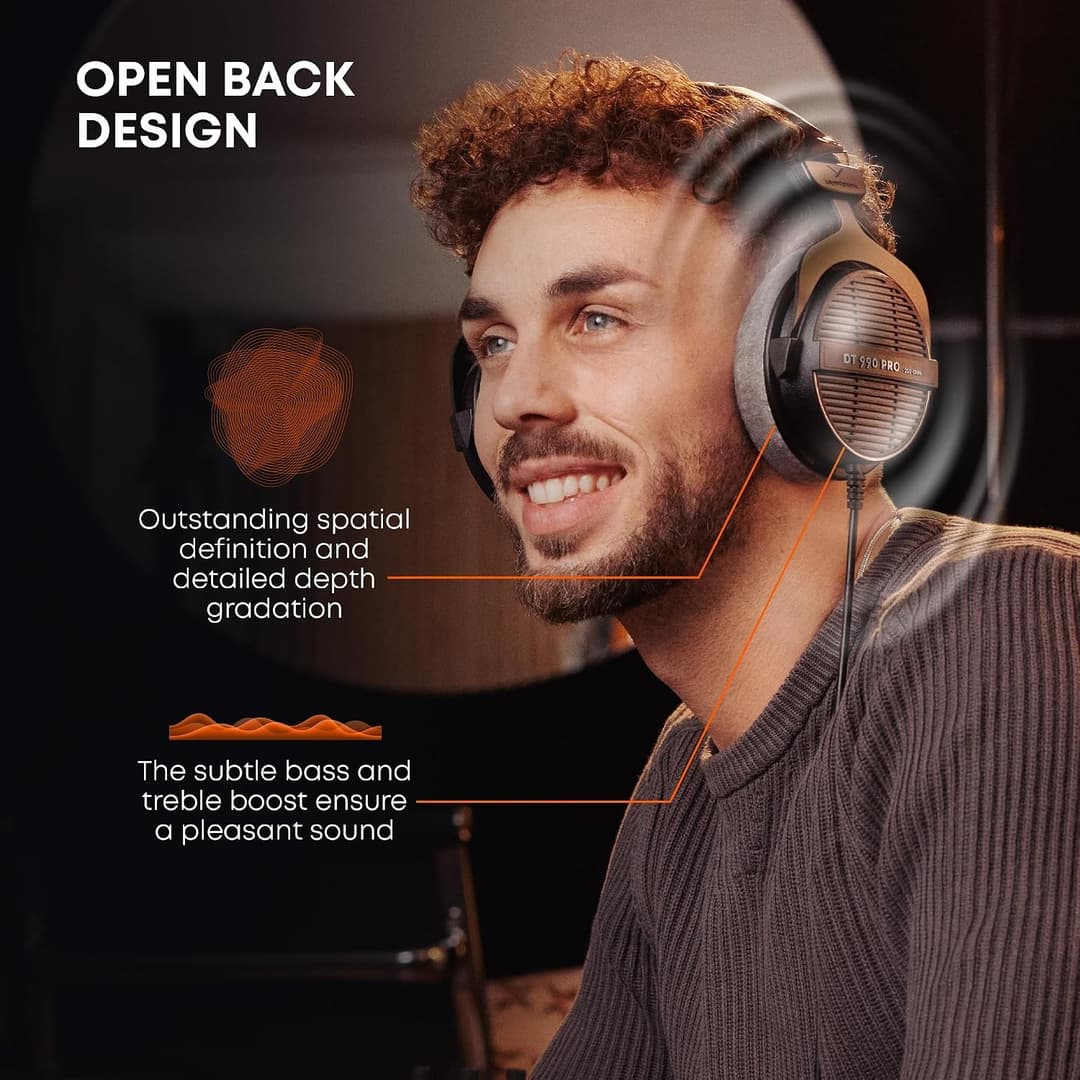 beyerdynamic DT 990 PRO 250 Ohm Open-Back Studio Headphones - Grey - Image 5