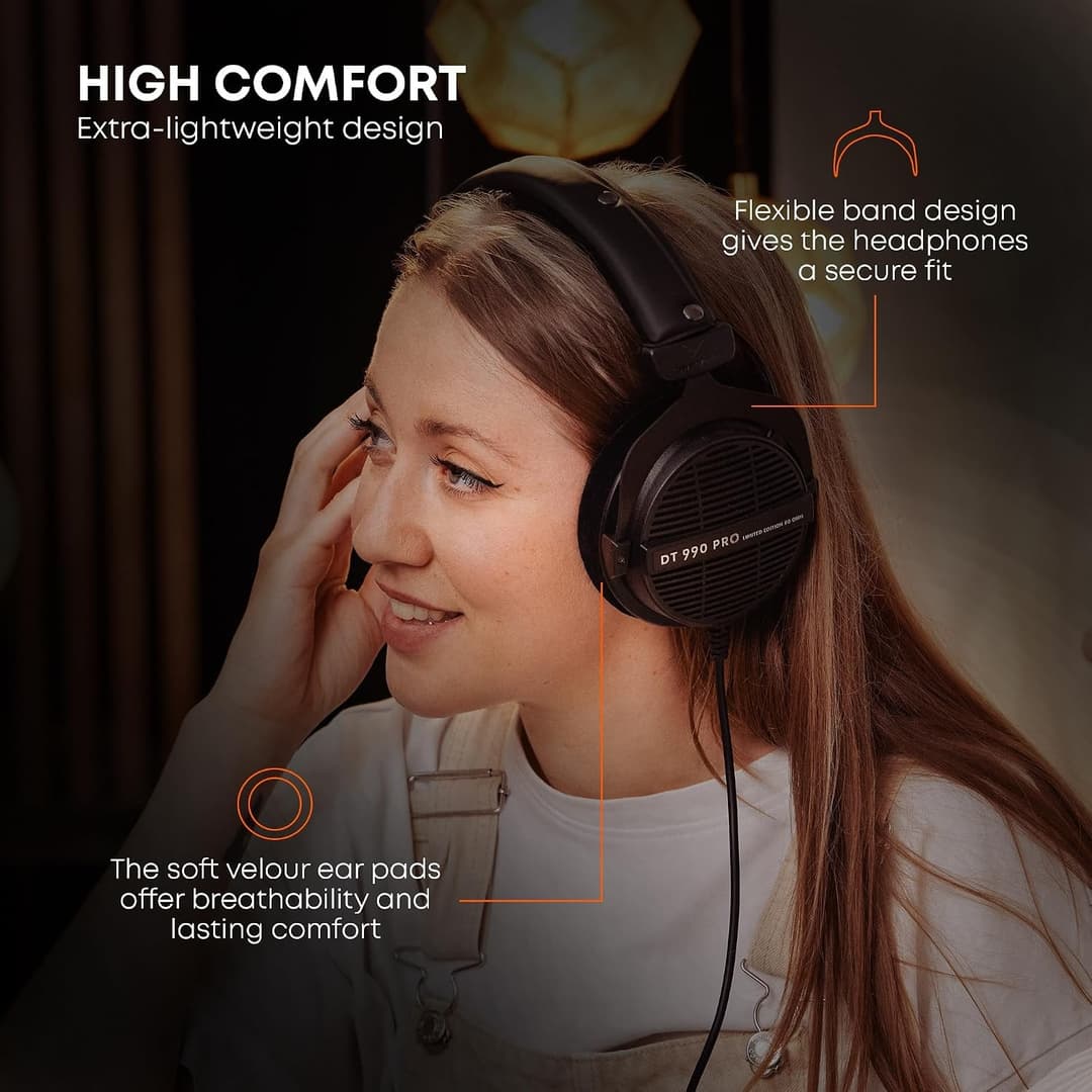 beyerdynamic DT 990 PRO 250 Ohm Open-Back Studio Headphones - Grey - Image 6