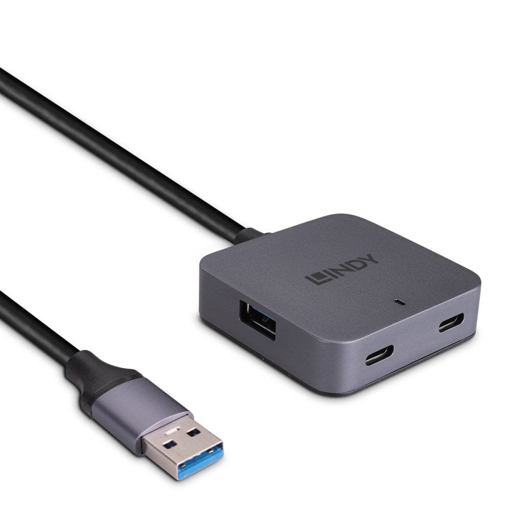 Lindy 10m USB 3.0 Active Extension Hub - 4 Ports (2 x USB-A, 2 x USB-C) - Image 1