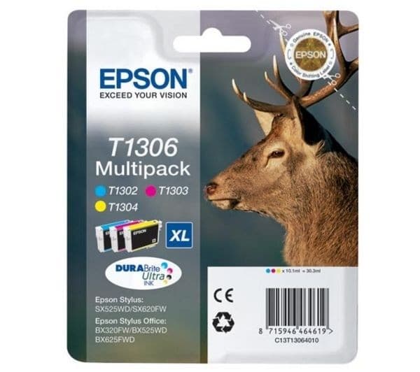 EPSON Stag T1306 Cyan, Magenta & Yellow Ink Cartridges - Multipack - Image 1