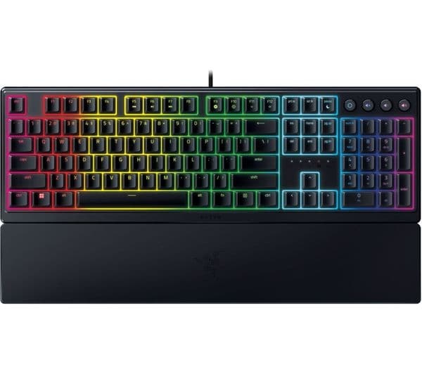 Razer Ornata V3 Low-Profile Mecha-Membrane RGB Gaming Keyboard with Wrist Rest - Black