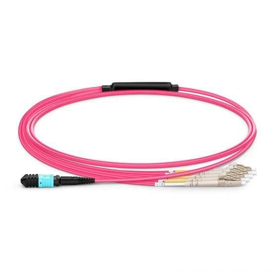 Lanview 8-Core MTP/UPC Female to 4x LC Duplex 40G OM4 Multimode Fibre Breakout Cable Polarity B LSZH Violet - 2m