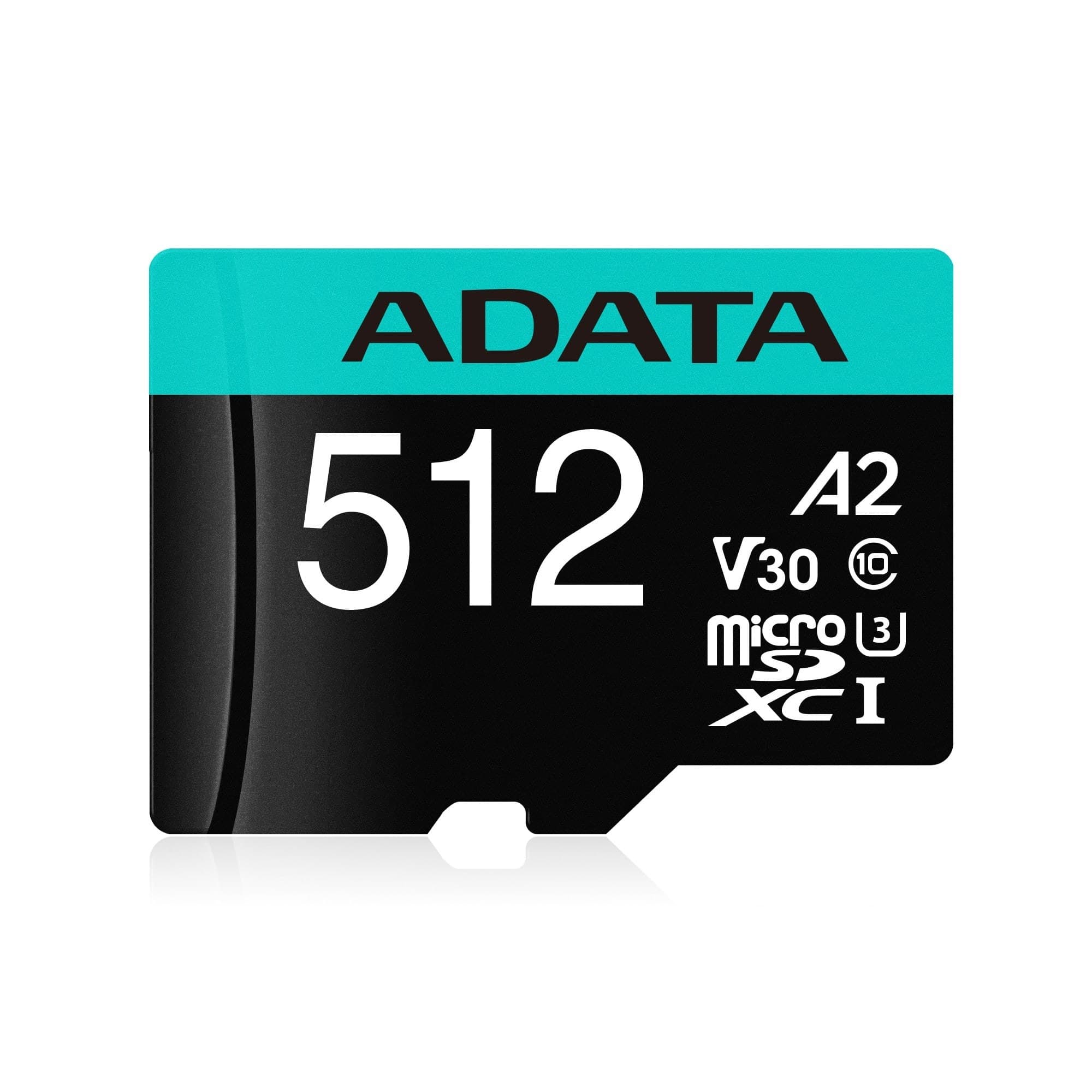 ADATA Premier Pro microSDXC CL10 UHS-I U3 V30 A2 Memory Card with SD Adapter - 512GB