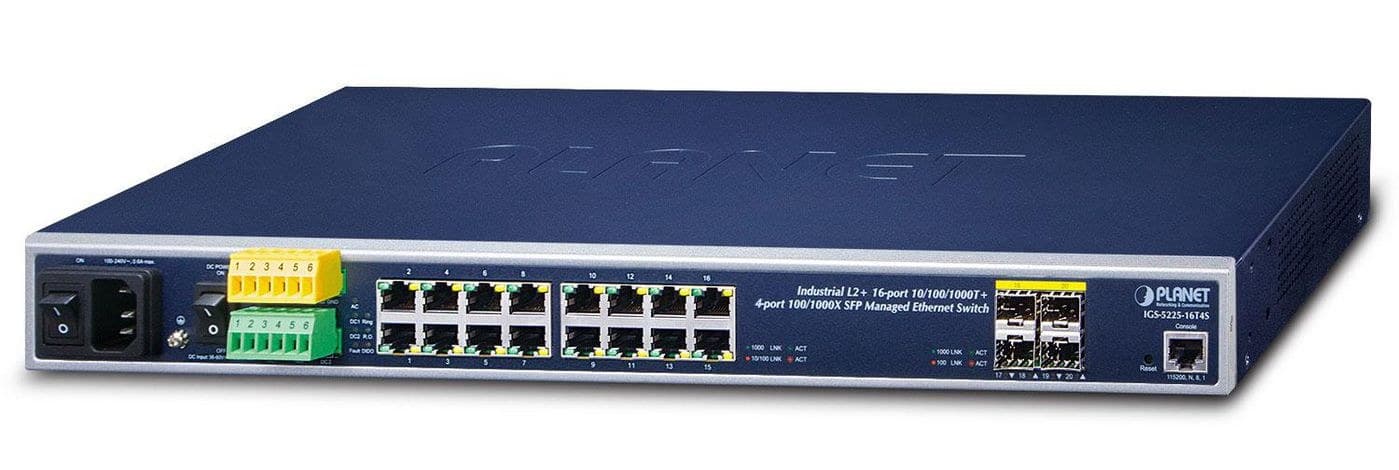 PLANET IGS-5225-16T4S Industrial L2+ 16-Port 10/100/1000T + 4-Port 100/1000X SFP Managed Ethernet Switch
