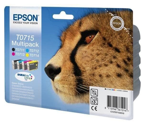EPSON Cheetah T0715 Cyan, Magenta, Yellow & Black Ink Cartridges - Multipack - Image 1