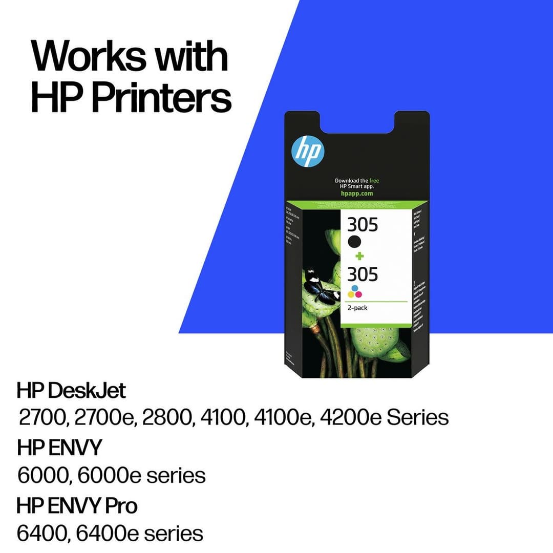 HP 305 Original Ink Cartridges Pack of 2 - Black & Colour - Image 2