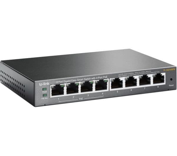 TP-Link TL-SG108PE 8-Port Gigabit Easy Smart Network Switch with 4-Port PoE+ - Gun Metal Grey - Image 3