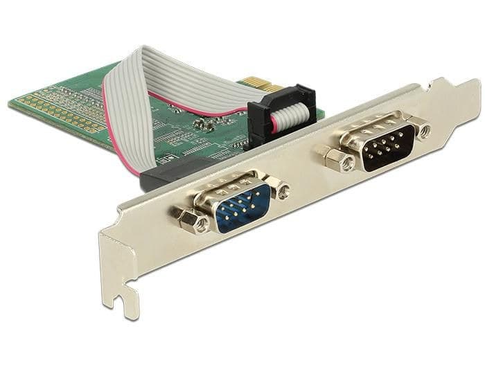 Delock 89555 PCI Express x1 Card to 2 x Serial RS-232 DB9, ASIX AX99100, Low Profile