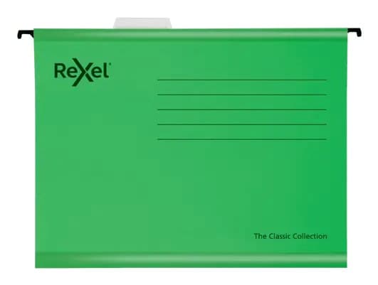 Rexel Classic A4 Reinforced Suspension Files 15mm V-Base (Pack of 25) - Green - Image 1