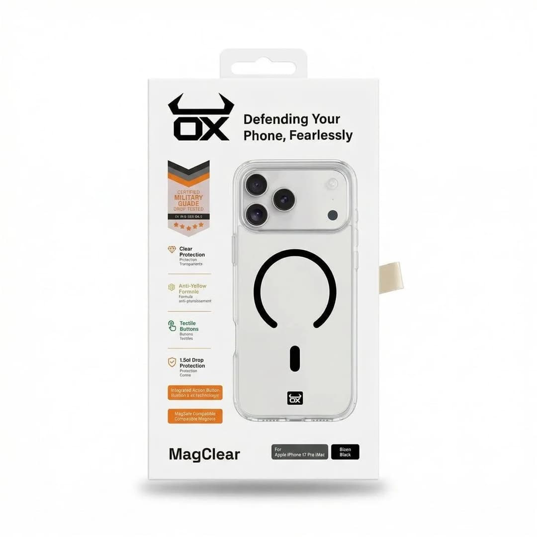 OX MagClear MagSafe Case for Apple iPhone 17 Pro Max – Bison Black - Image 1