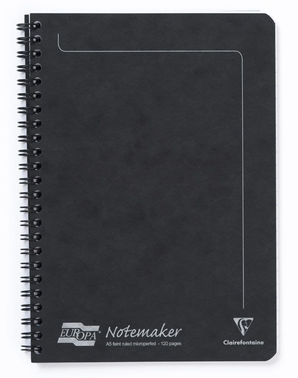 Clairefontaine Europa Notemaker A5 Wirebound Feint Ruled Notebook 120 Pages 90gsm Black Pack of 10 (4852) - Image 1