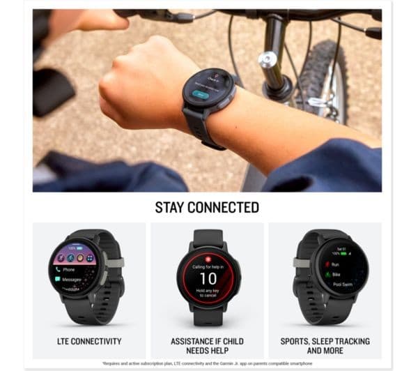 Garmin Bounce 2 43mm Kids Smart Watch GPS LTE Calling Messaging AMOLED 4GB 5 ATM - Slate Grey - Image 10