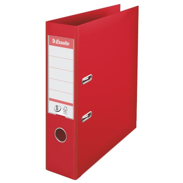 Esselte No.1 A4 75mm Polypropylene Lever Arch File - Red - Image 1