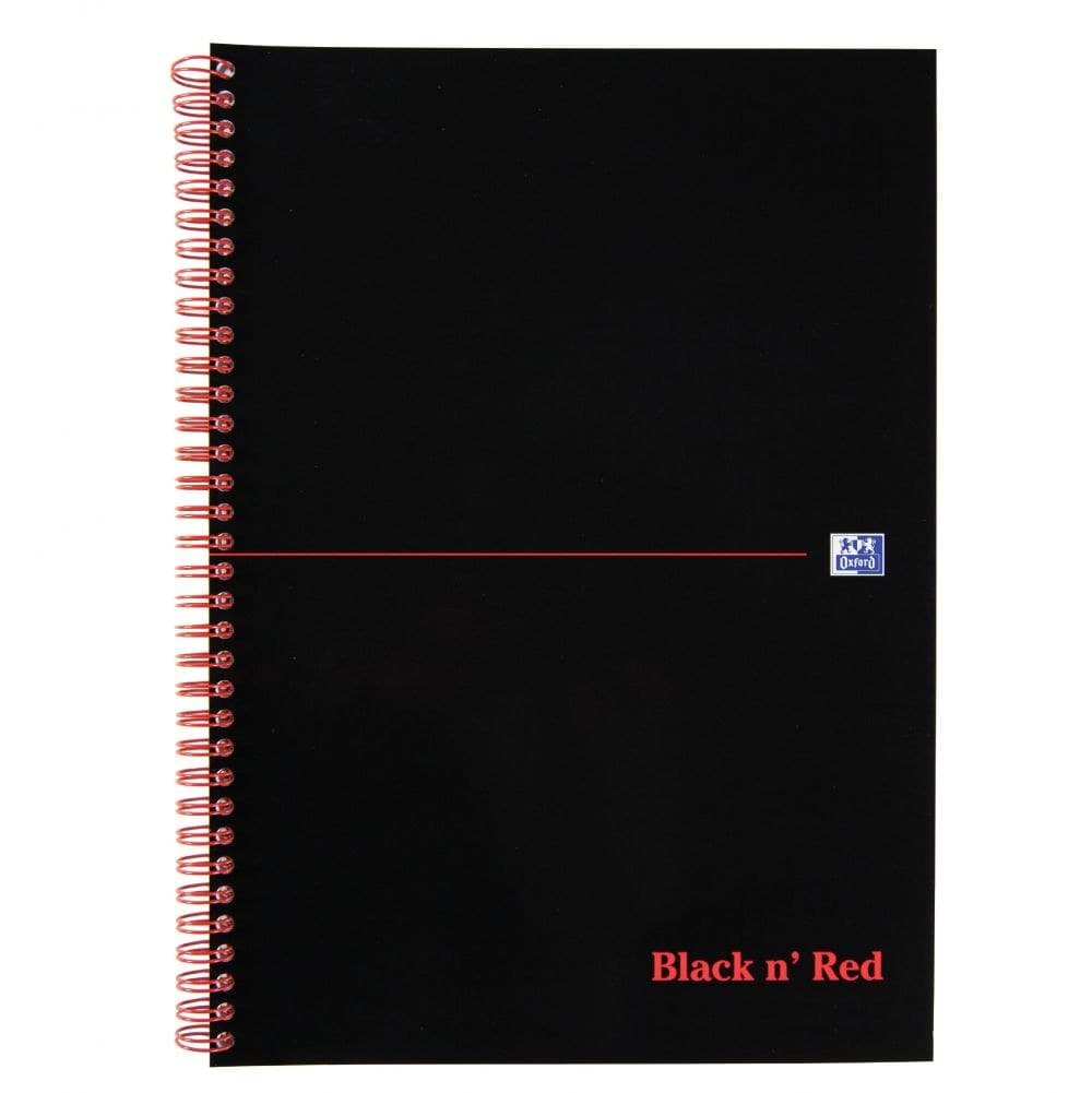 Black n' Red Wirebound Ruled Perforated 90gsm Notebook 100 Pages A4 Pack of 10 - Image 1