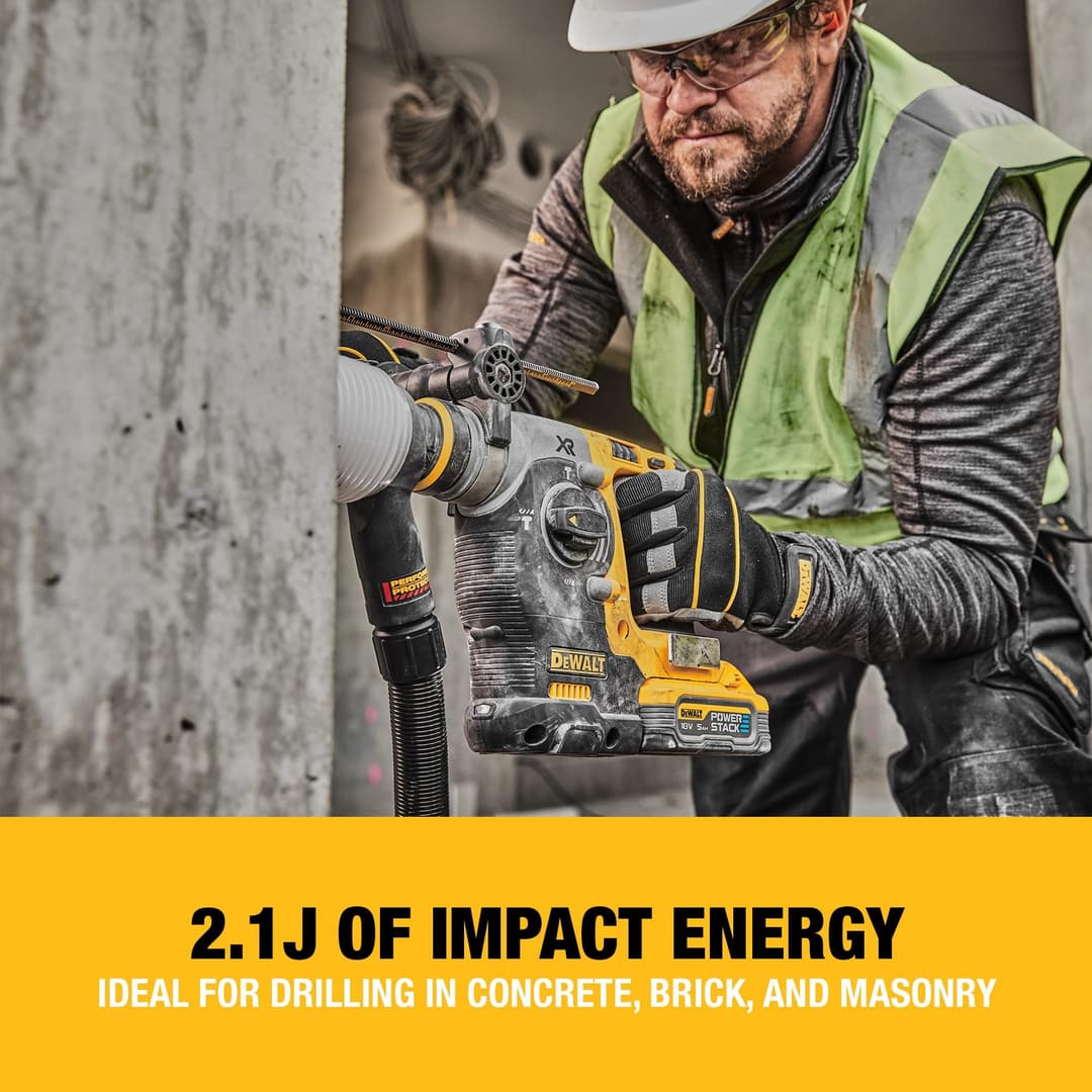 DEWALT 18V XR Brushless 24mm SDS-Plus Hammer Drill DCH273N-XJ - Yellow/Black - Image 5